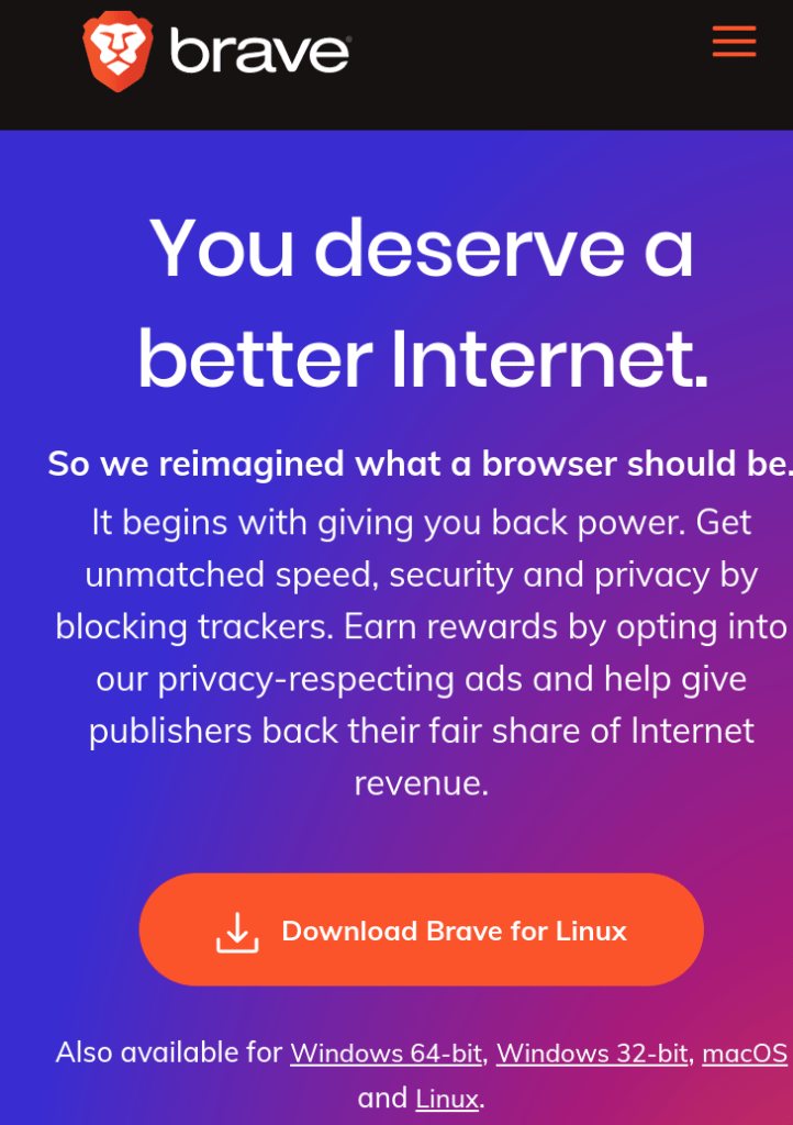 Brave browser download page